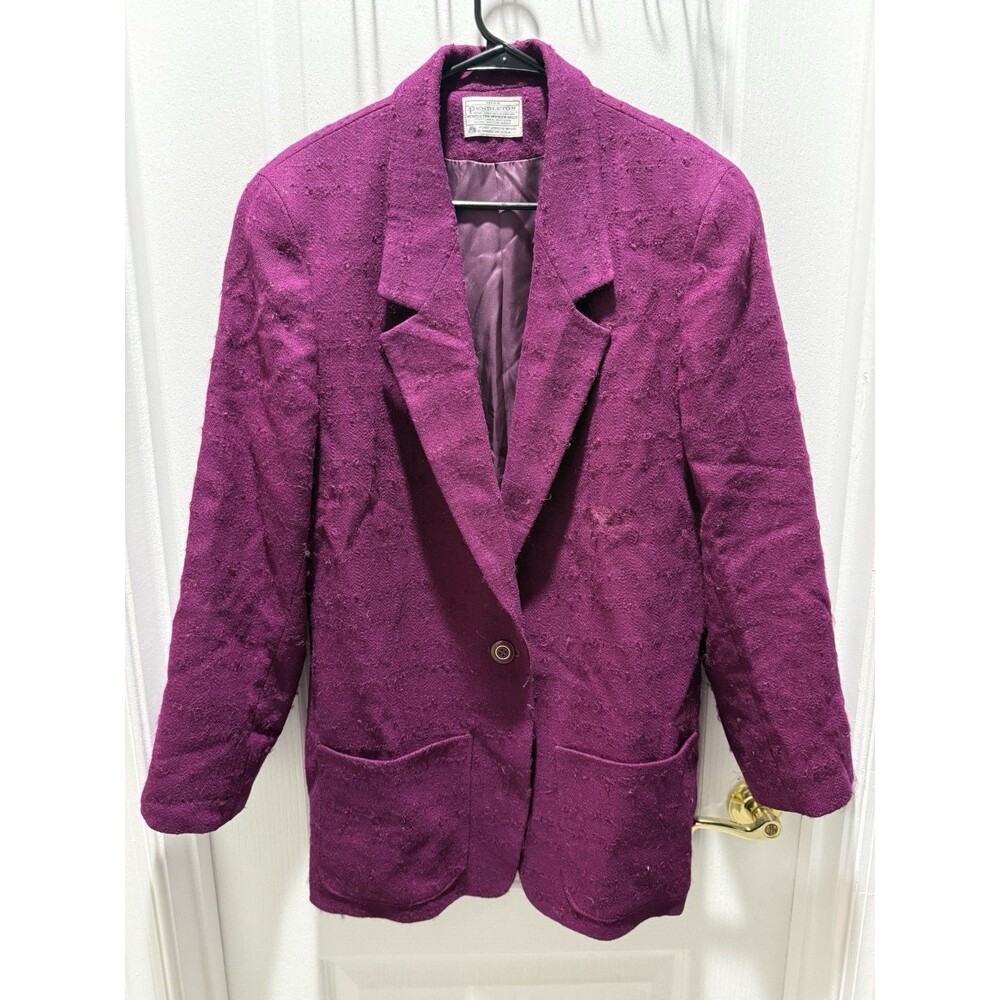 Miss Pendleton Virgin Wool Blazer Jacket Fuchsia  Sz 16